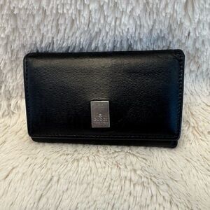 Gucci Vintage Black Leather Key Holder Wallet 6 Hook Key Case Unisex Italy